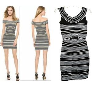 Ronny Kobo NWOT Ilana Striped Bodycon Mini Dress Stretch Olive Multi Neutral XS
